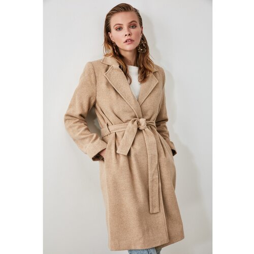 Trendyol Stone Belted Wool Cachet Coat Slike