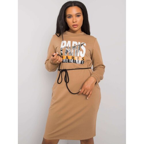 Fashion Hunters Large camel dress with print Cene