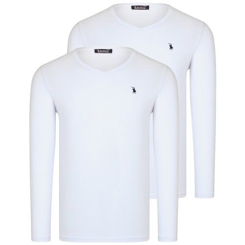 Dewberry DOUBLE SET T8587 V COLLAR MEN'S SWEATSHIRT-WHITE-WHITE Cijene