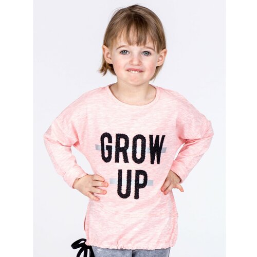 Fashion Hunters Djevojačka roza pamučna bluza s natpisom i izrezom Cene