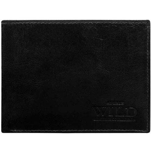 Fashionhunters Leather horizontal wallet in black
