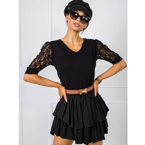 Fashion Hunters RUE PARIS Crna pamučna bluza crna Slike