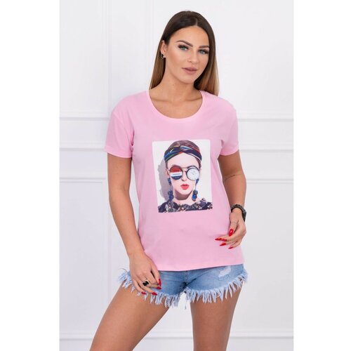 Kesi Bluza sa ženskom grafikom u prahu ružičasta plava | bela | ružičasta Slike