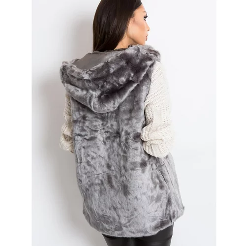 Fashionhunters Gray faux fur vest