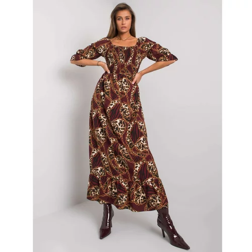 Fashion Hunters Chestnut long dress with patterns