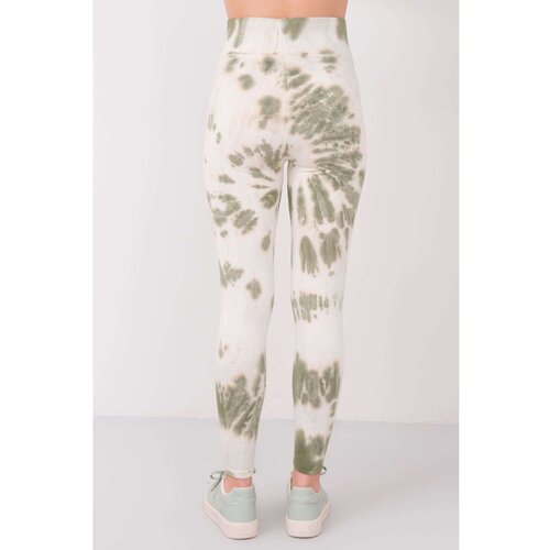 Fashion Hunters Khaki-white cotton tie-dye BSL leggings Slike