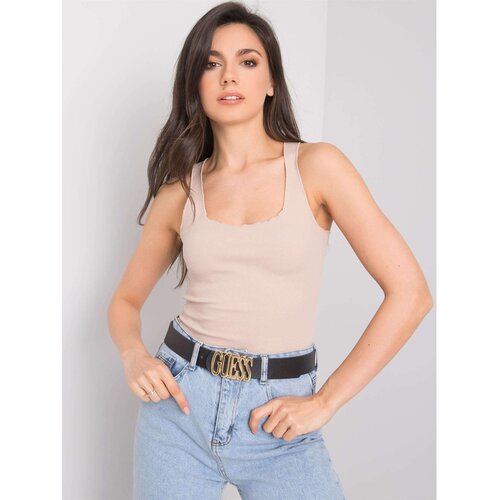 Fashion Hunters RUE PARIS Beige ribbed top Cene