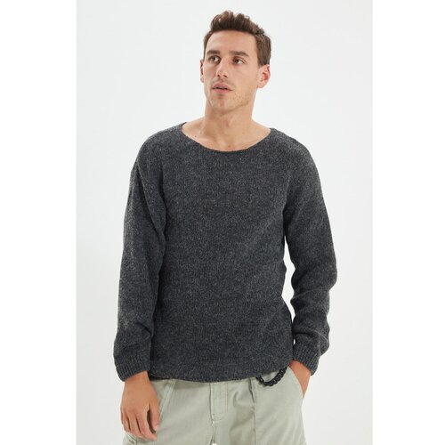 Trendyol Antracitni muški pleteni džemper širokog ovratnika sa širokim ovratnikom Slike