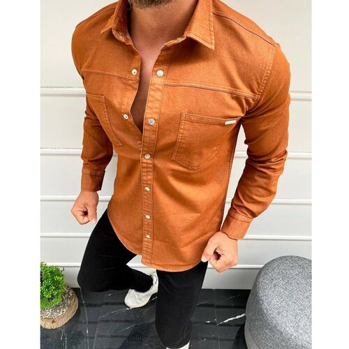 DStreet Muška košulja dugih rukava od bakra DX1931 crna | narandžasta Cene