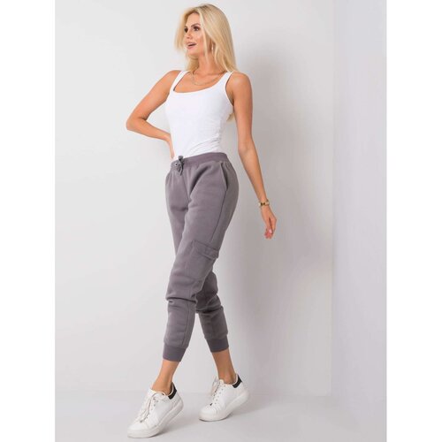 Fashion Hunters YOU WILL NOT TAKE ME Gray cotton sweatpants with drawstring Slike