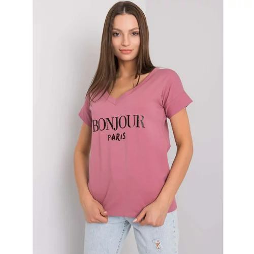 Fashion Hunters Dusty pink women's t-shirt with print