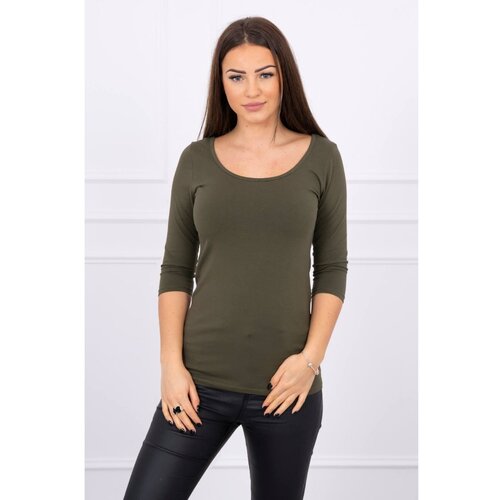 Kesi Round neckline blouse khaki Slike