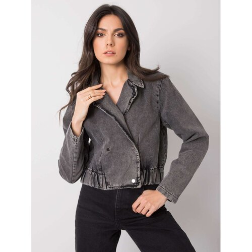 Fashion Hunters Dark gray women&amp;#039;s Darlene RUE PARIS denim jacket Slike