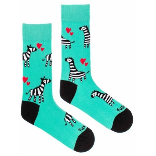 Fusakle Zebra zelene čarape s uzorkom crne bijela | tirkizna Cene