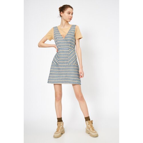 Koton Women's Green Plaid Dress Cene