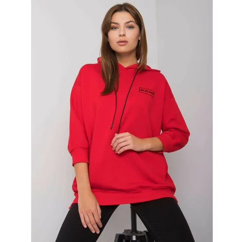 Fashion Hunters Red cotton sweatshirt with pockets