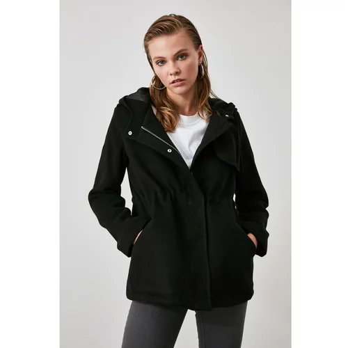 Trendyol Black Hooded Zipper Closure Cachet Coat