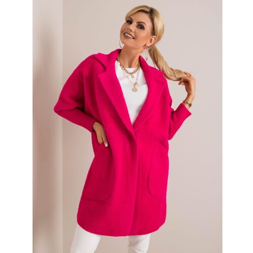 Fashion Hunters Fluffy coat made of fuchsia alpaca Slike