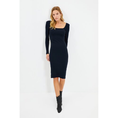 Trendyol Navy Square Collar Camisole Knitted Dress Slike