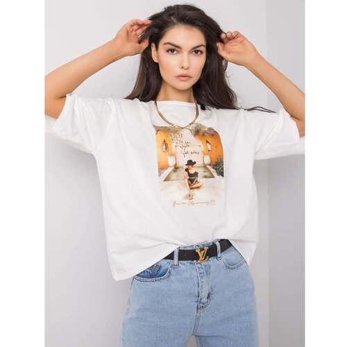 Fashion Hunters White cotton t-shirt with a print Slike