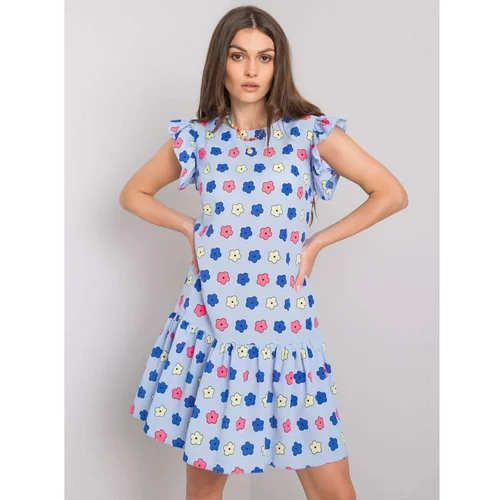 Fashion Hunters Women's blue floral dress with a frill