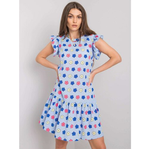 Fashion Hunters Women's blue floral dress with a frill Slike