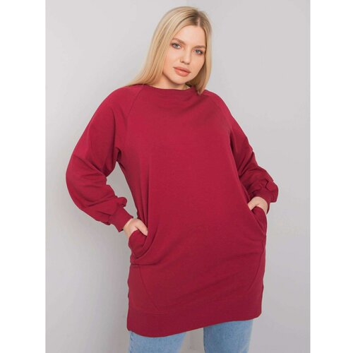 Fashion Hunters Women's plus size burgundy cotton sweatshirt Slike