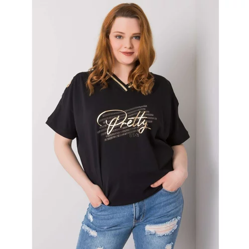 Fashion Hunters Black plus size blouse with cutouts on the sleeves