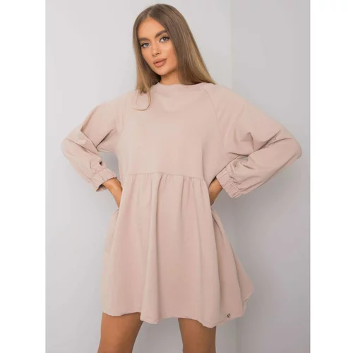 Fashion Hunters Light beige dress with long sleeves from Bellevue