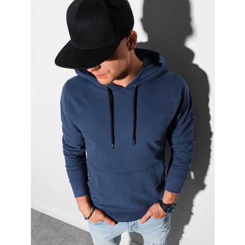 Ombre Clothing Men's hooded sweatshirt B1147 crna | plava Slike