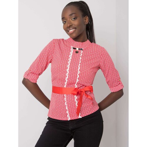 Fashion Hunters White and red Tiana patterned blouse Slike