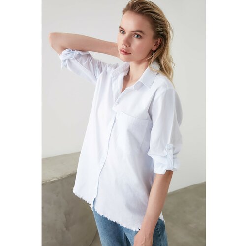 Trendyol Ženska majica s tasseled plavom bojom bijela Slike
