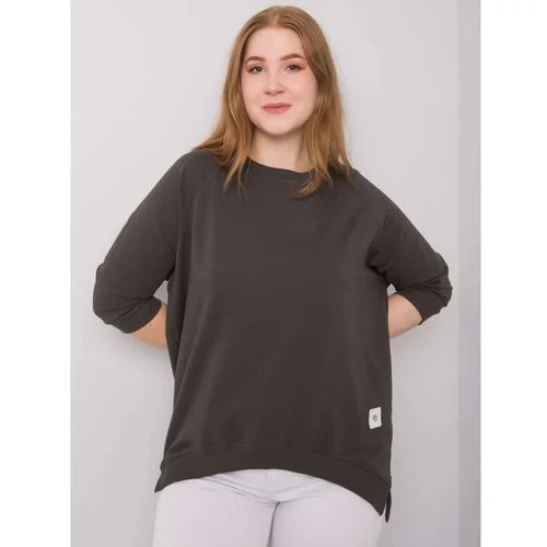 Fashionhunters Dark khaki cotton plus size sweatshirt from Ninetta
