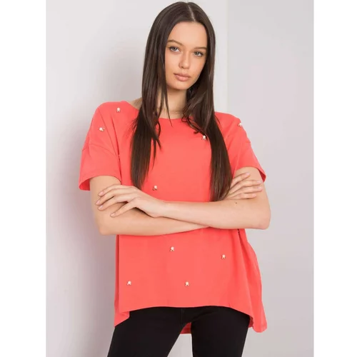 Fashion Hunters Coral blouse with pearls