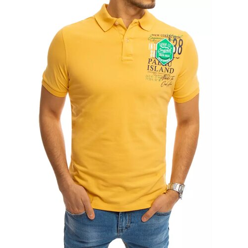 DStreet Yellow polo shirt with print PX0372 Slike