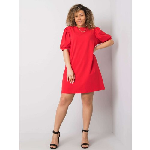 Fashion Hunters Plus size red cotton dress Slike