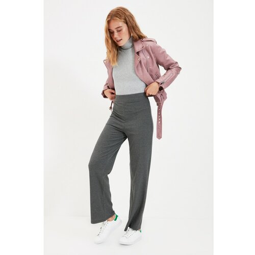 Trendyol Anthracite Corduroy Knitted Trousers Slike