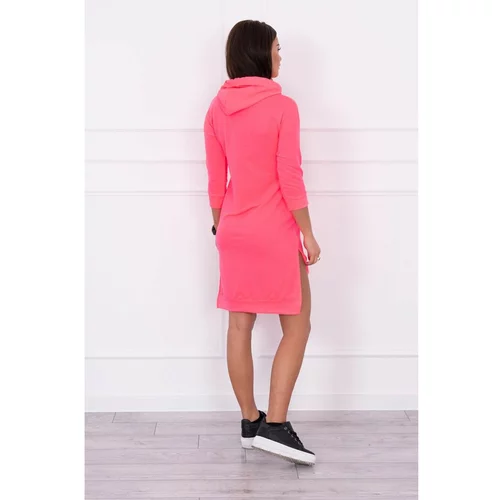 Kesi Dress with longer back and colorful print pink neon