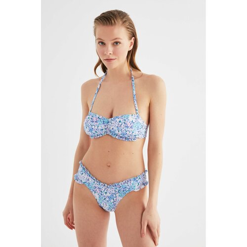 Trendyol Plavi cvjetni uzorak Bikini Top Siva | smeđa | krema Slike