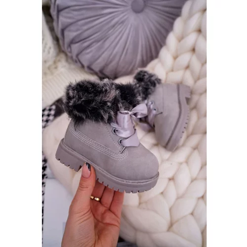 Kesi Children's Boots Insulated With Fur Grey Tesoro