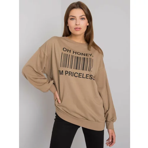 Fashion Hunters Beige sweatshirt with print