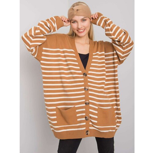 Fashion Hunters Camel button-up sweater Slike