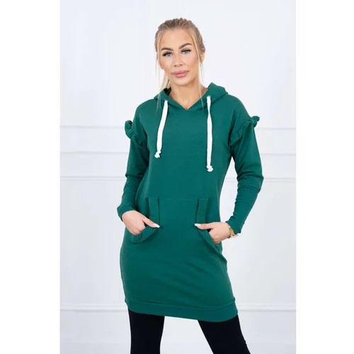 Kesi Dress with decorative frills and a hood green