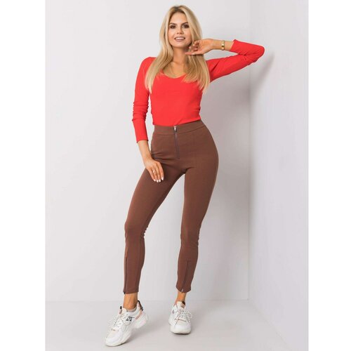 Fashion Hunters RUE PARIS Brown fitted trousers Slike
