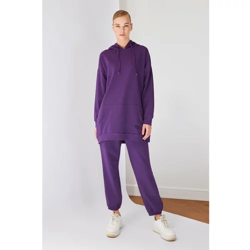 Trendyol Purple Hooded Knitted Hijab Tracksuit Set