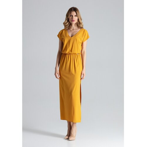 Figl Woman's Dress M668 Mustard braon | narandžasta | krem Slike