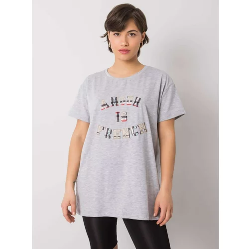 Fashionhunters Gray women's t-shirt with an inscription