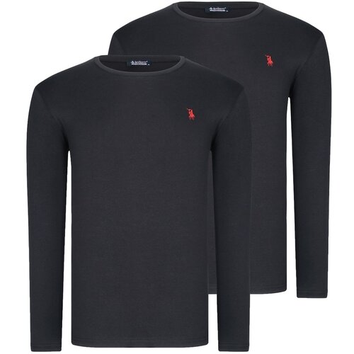Dewberry DUAL SET T8588 ROUND COLLAR MEN'S SWEATSHIRT-BLACK-BLACK Cijene
