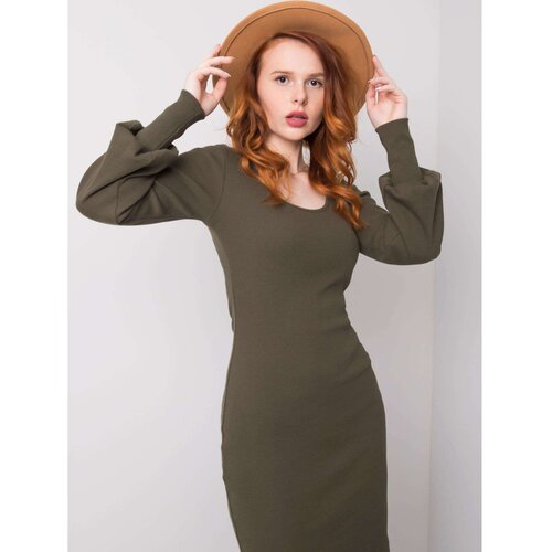 Fashion Hunters RUE PARIS Khaki fitted dress Slike