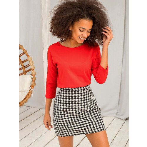Fashion Hunters Basic blouse with 3/4 sleeves red Slike